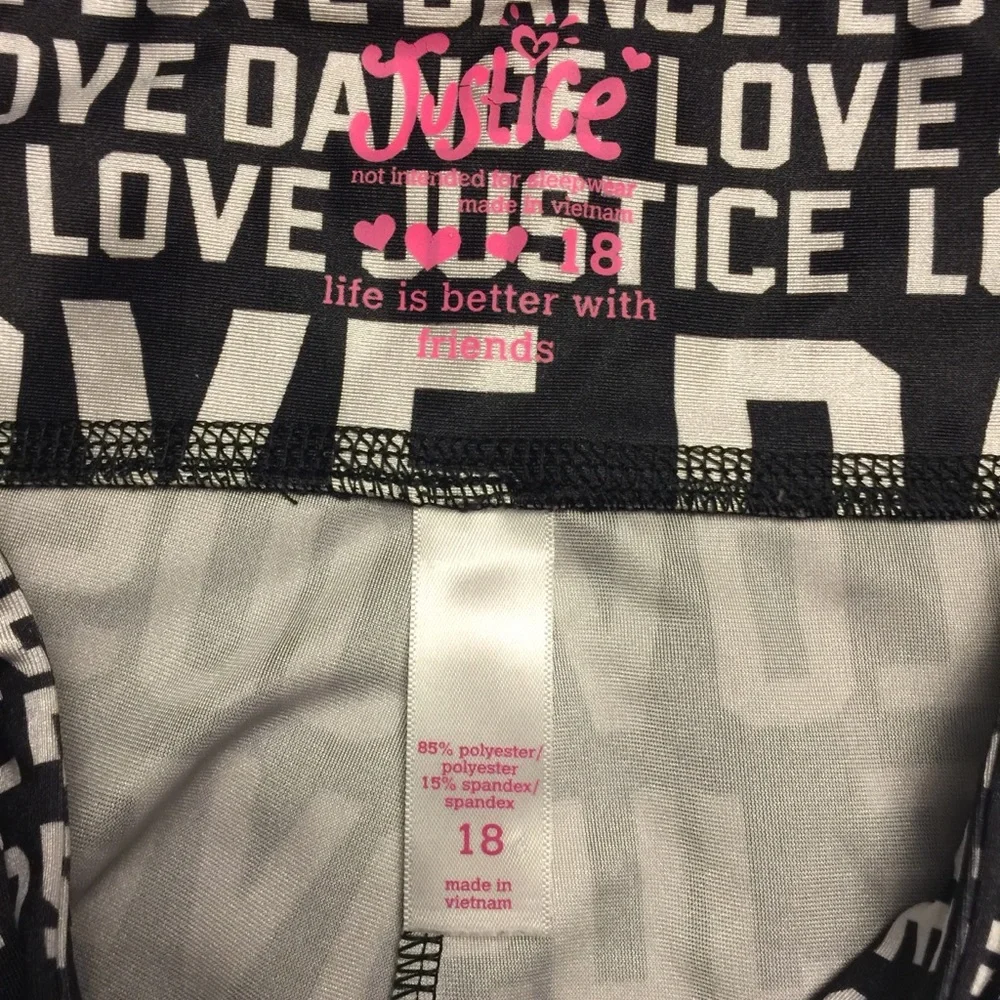 Justice-Love Dance, Poly/Spandex Leggings,‎ Size:18